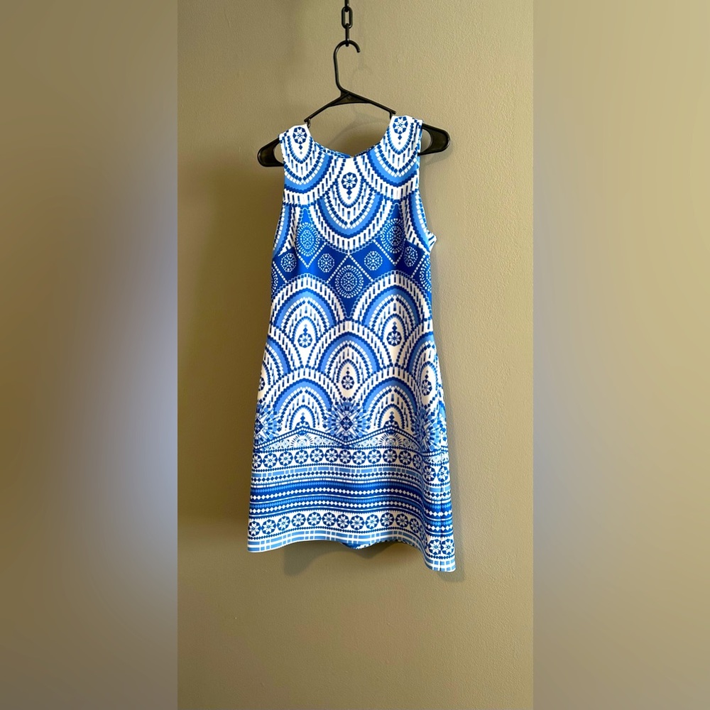 Just . Taylor, Sleeveless Cobalt Blue/White Print Dress, Size: 8